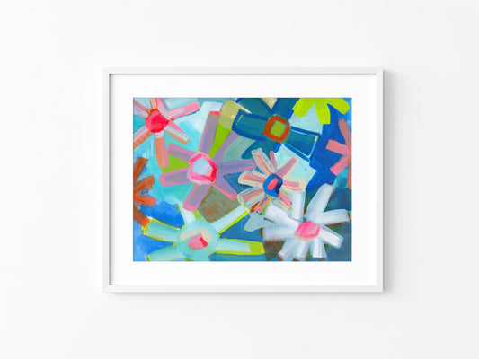 Blue Floral Abstract Print